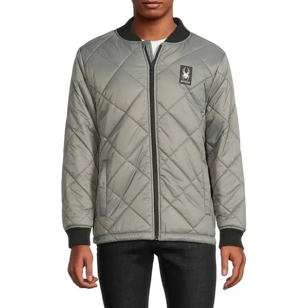 SPYDER Mens Quilted Bomber Jacket $169 NEW Size Small Tea Leaf Normcore Dadcore